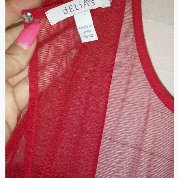 dELiAs Red Mesh and Lace Party Dress - Picture 8 of 16